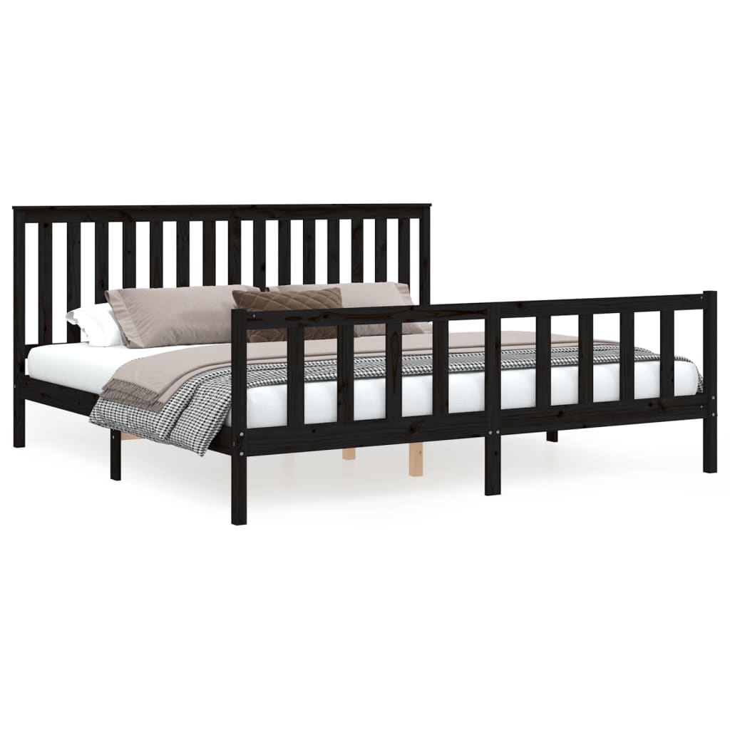 vidaXL Estructura de cama con cabecero madera de pino negro 200x200cm