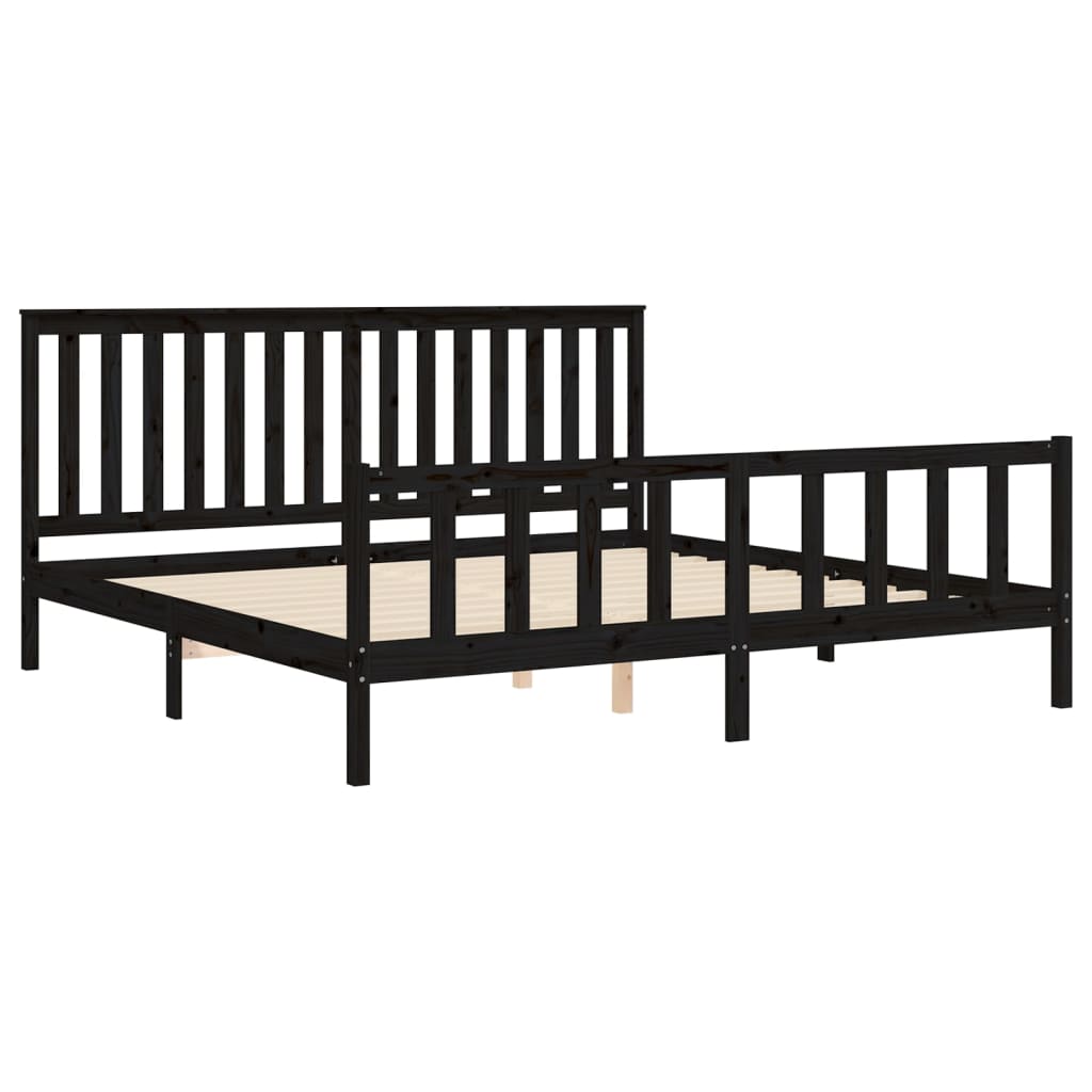 vidaXL Estructura de cama con cabecero madera de pino negro 200x200cm