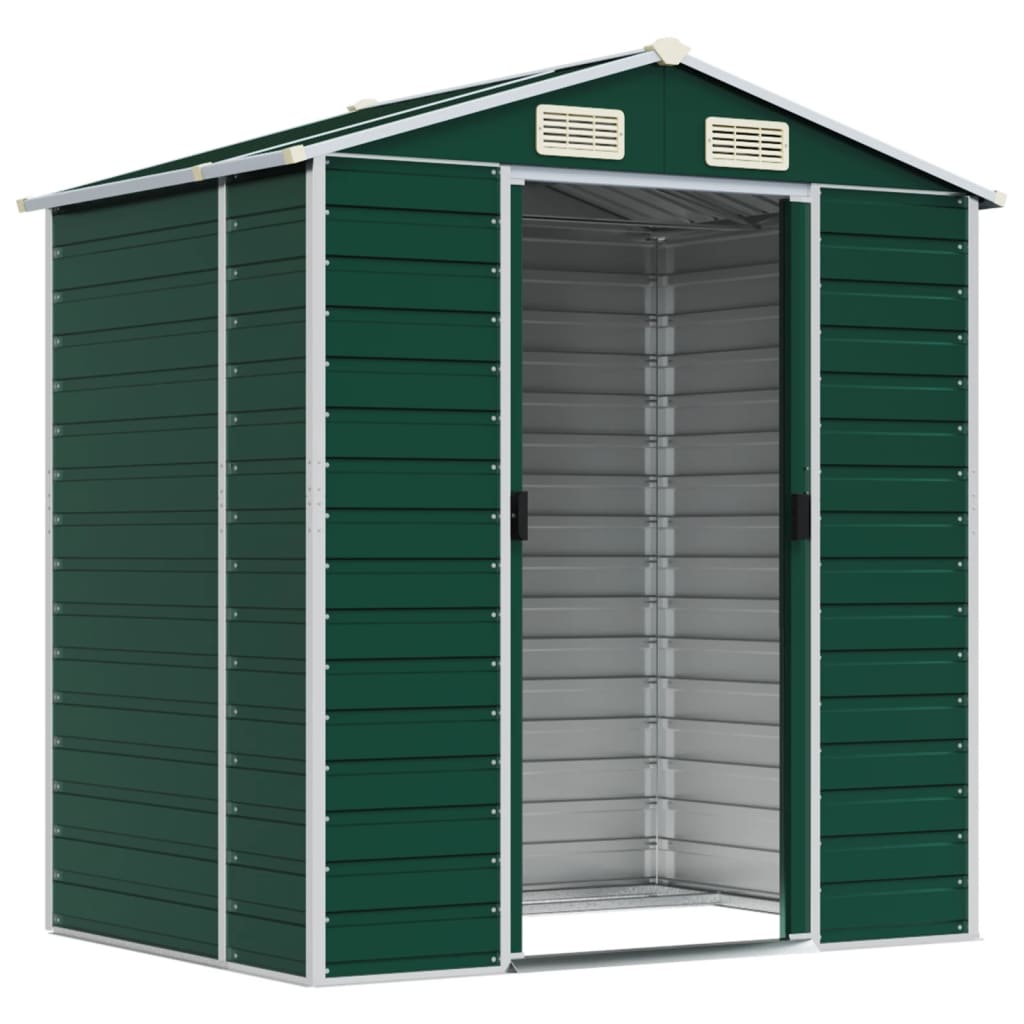 vidaXL Cobertizo de jardín acero galvanizado verde 191x130x198 cm