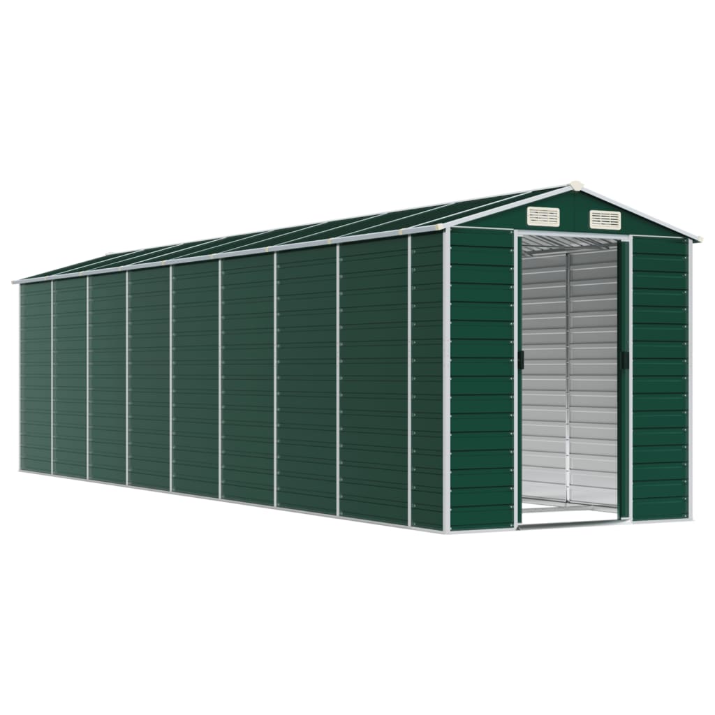 vidaXL Cobertizo de jardín acero galvanizado verde 191x725x198 cm