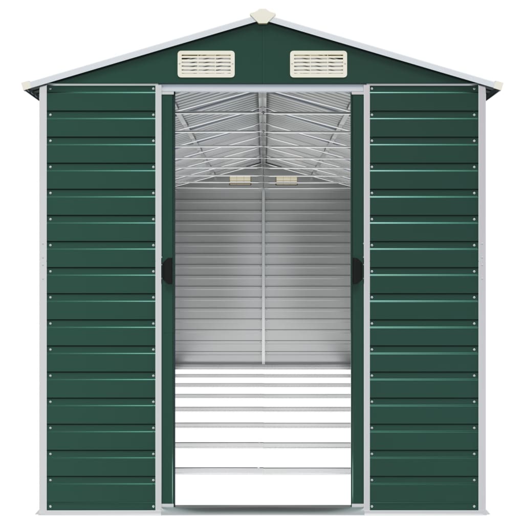 vidaXL Cobertizo de jardín acero galvanizado verde 191x725x198 cm