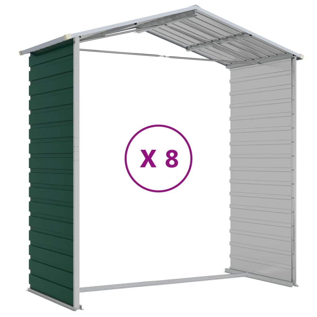 vidaXL Cobertizo de jardín acero galvanizado verde 191x725x198 cm