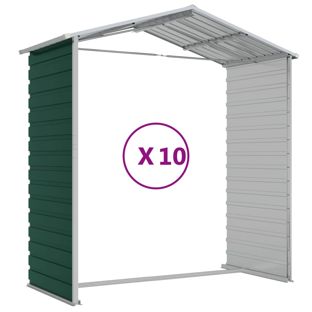 vidaXL Cobertizo de jardín acero galvanizado verde 191x895x198 cm