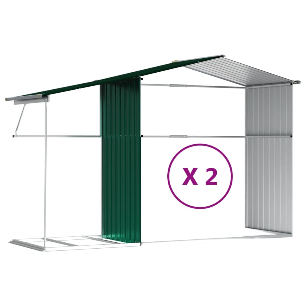 vidaXL Cobertizo de jardín acero galvanizado verde 277x279x179 cm