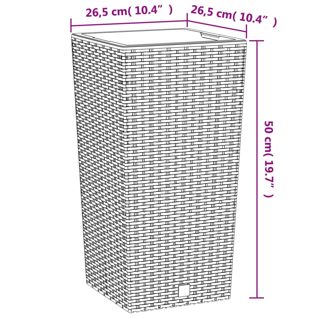 vidaXL Macetero con interior extraíble PP ratán blanco 11/26,5 L