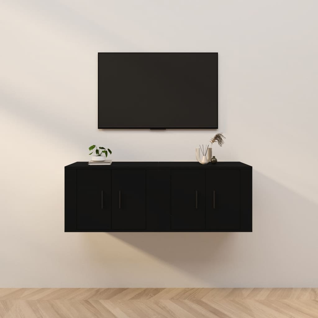 vidaXL Muebles para TV de pared 2 uds negro 57x34,5x40 cm