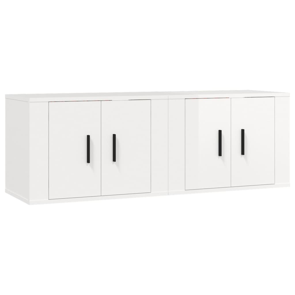 vidaXL Muebles para TV de pared 2 uds blanco brillante 57x34,5x40 cm