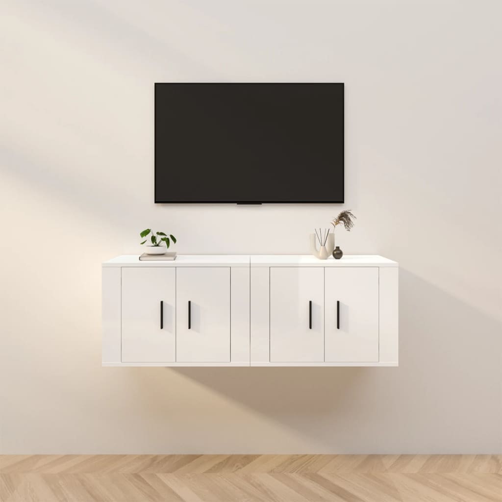 vidaXL Muebles para TV de pared 2 uds blanco brillante 57x34,5x40 cm