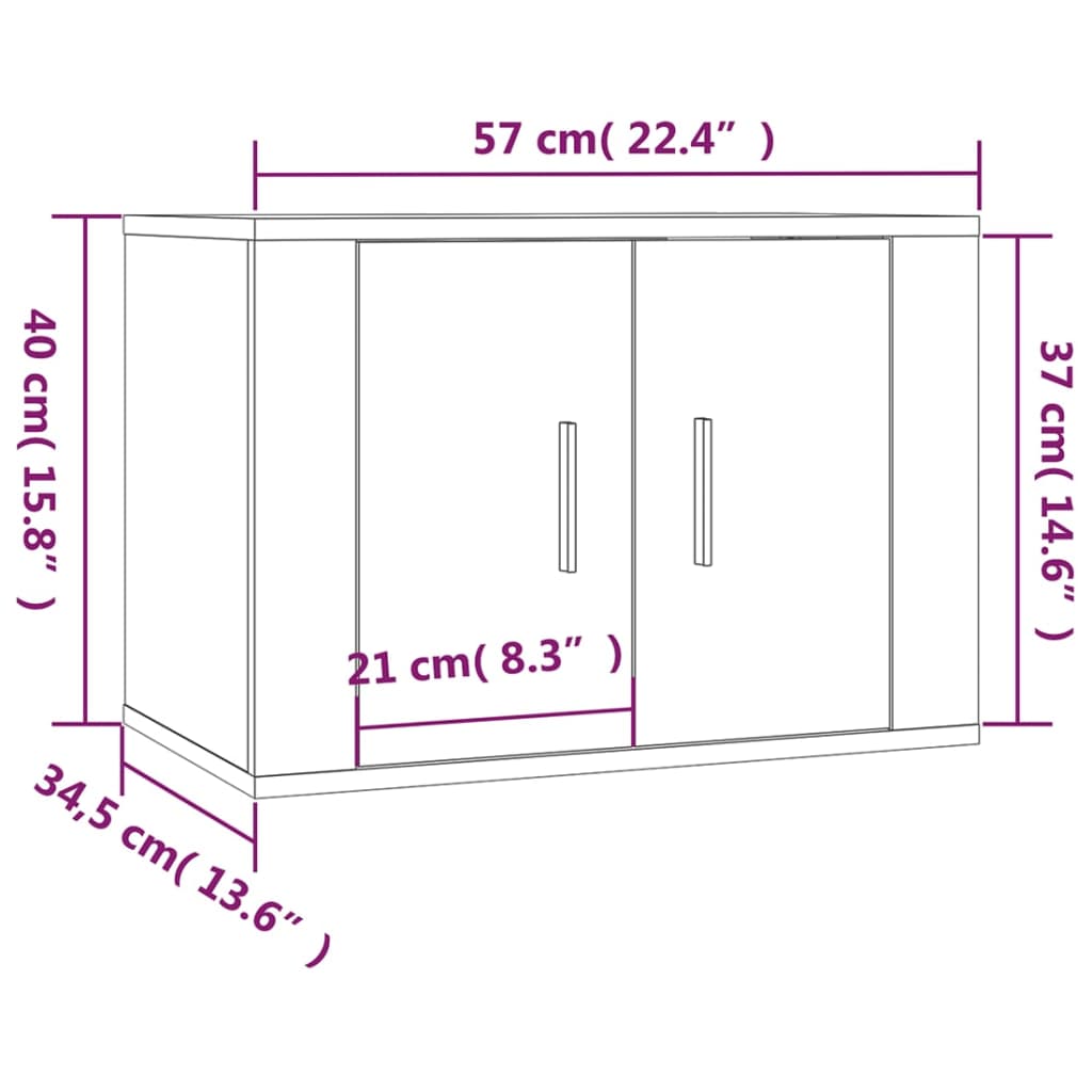 vidaXL Muebles para TV de pared 2 uds roble ahumado 57x34,5x40 cm