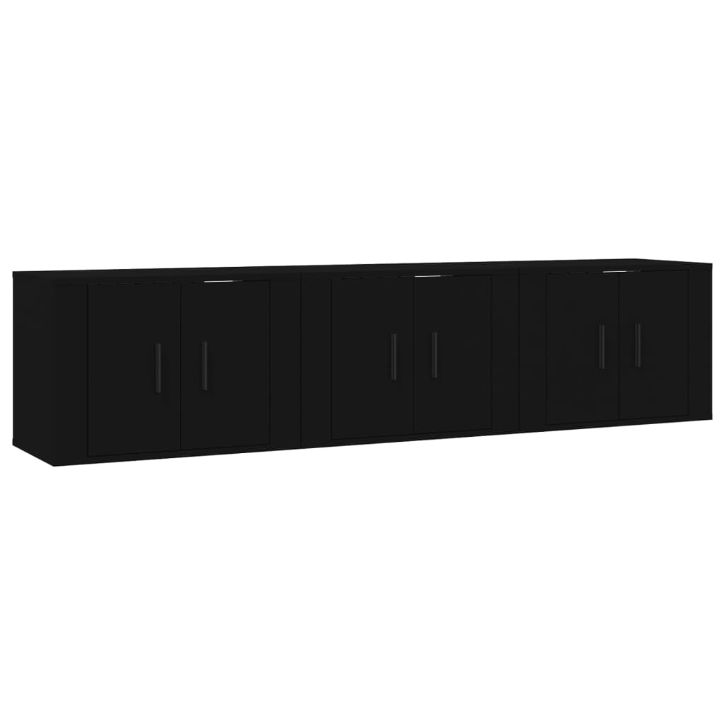 vidaXL Muebles para TV de pared 3 uds negro 57x34,5x40 cm