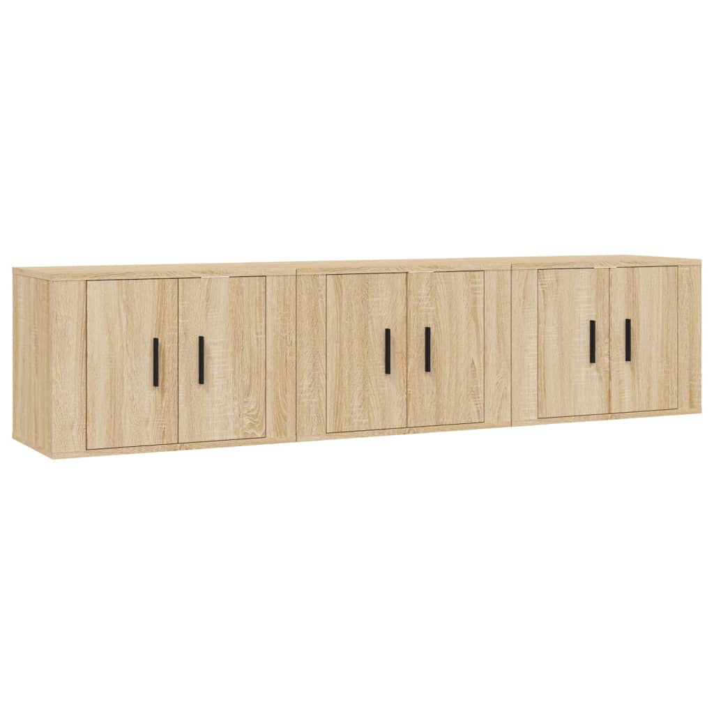 vidaXL Muebles para TV de pared 3 uds roble Sonoma 57x34,5x40 cm