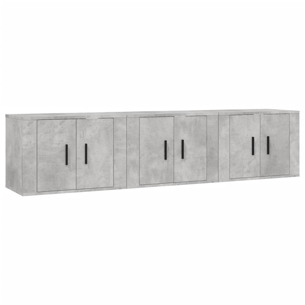 vidaXL Muebles para TV de pared 3 uds gris hormigón 57x34,5x40 cm