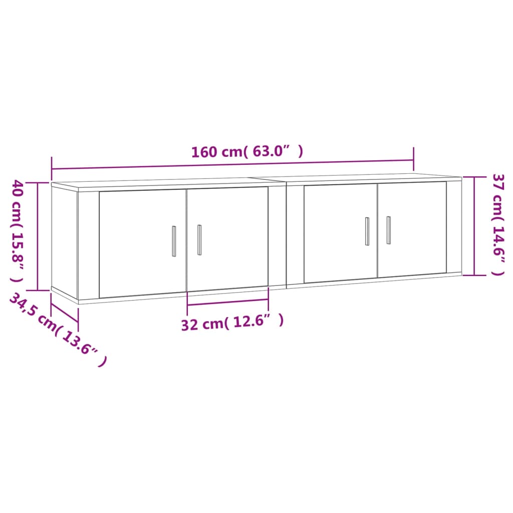 vidaXL Muebles para TV de pared 2 uds blanco 80x34,5x40 cm