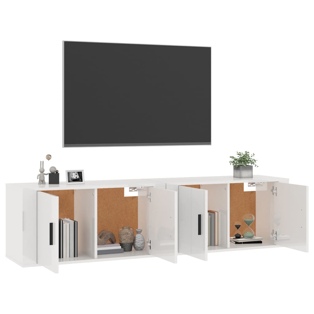 vidaXL Muebles para TV de pared 2 uds blanco brillante 80x34,5x40 cm