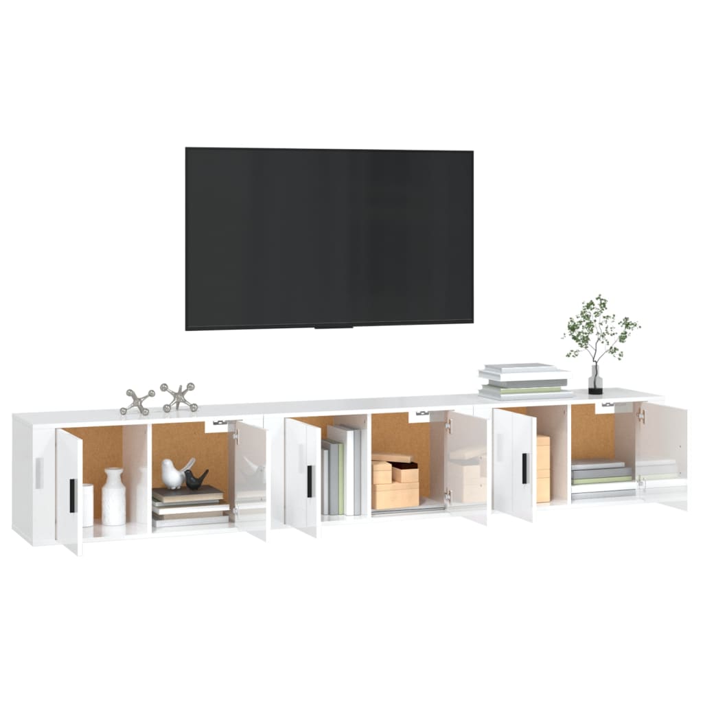 vidaXL Muebles para TV de pared 3 uds blanco brillante 80x34,5x40 cm