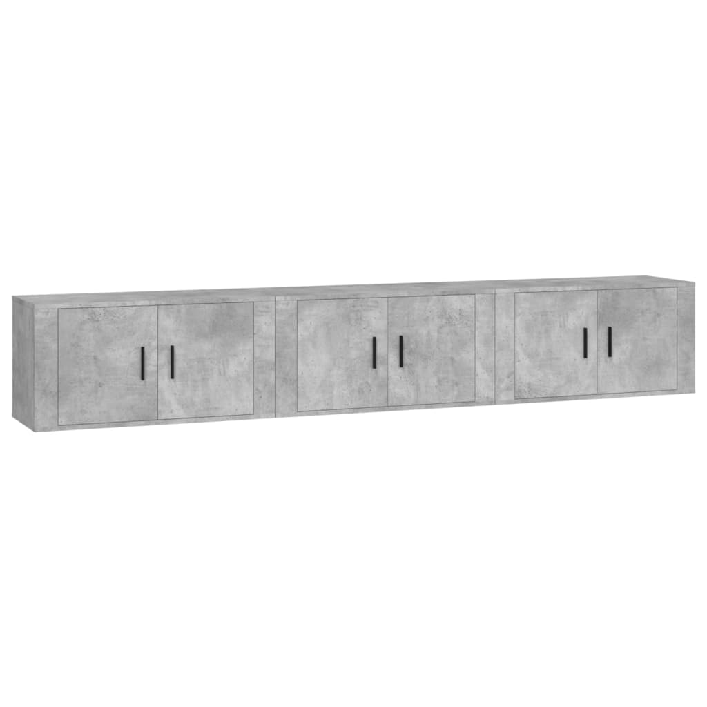 vidaXL Muebles para TV de pared 3 uds gris hormigón 80x34,5x40 cm