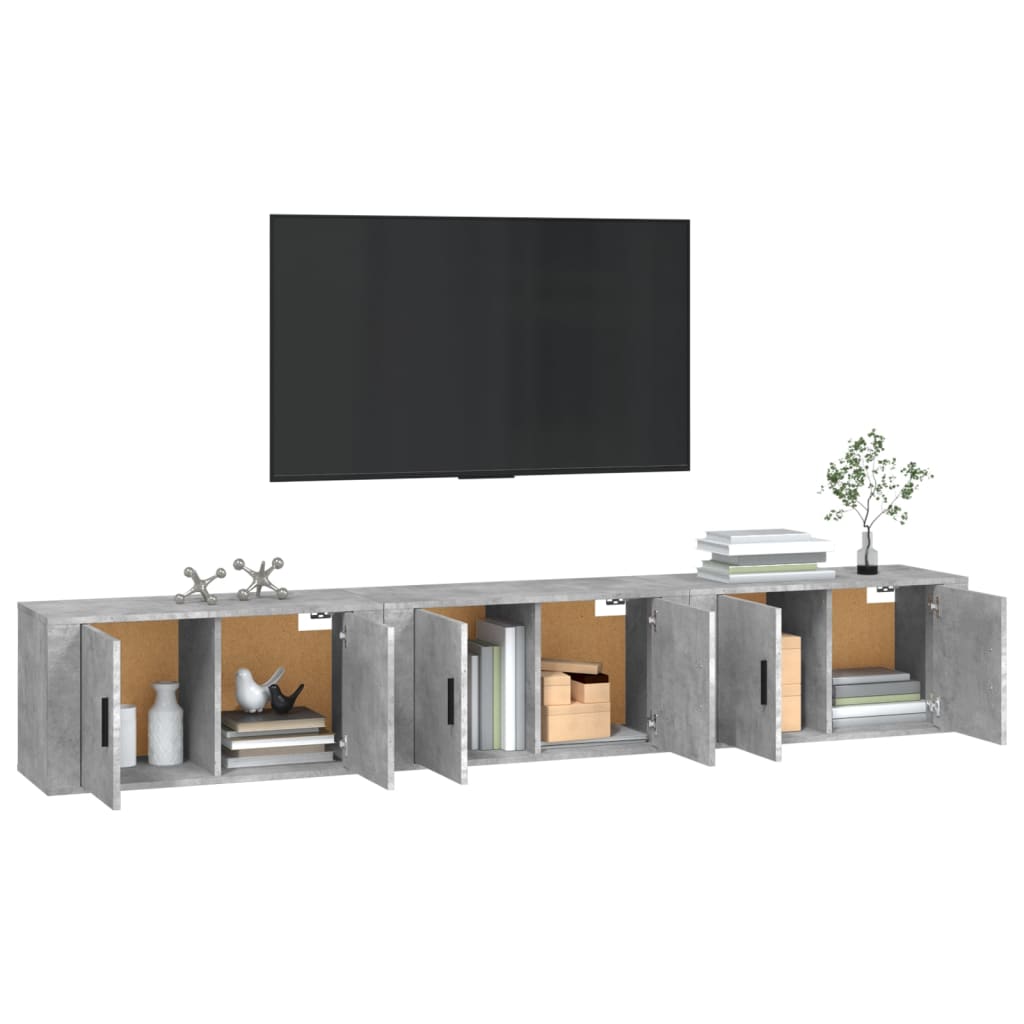 vidaXL Muebles para TV de pared 3 uds gris hormigón 80x34,5x40 cm