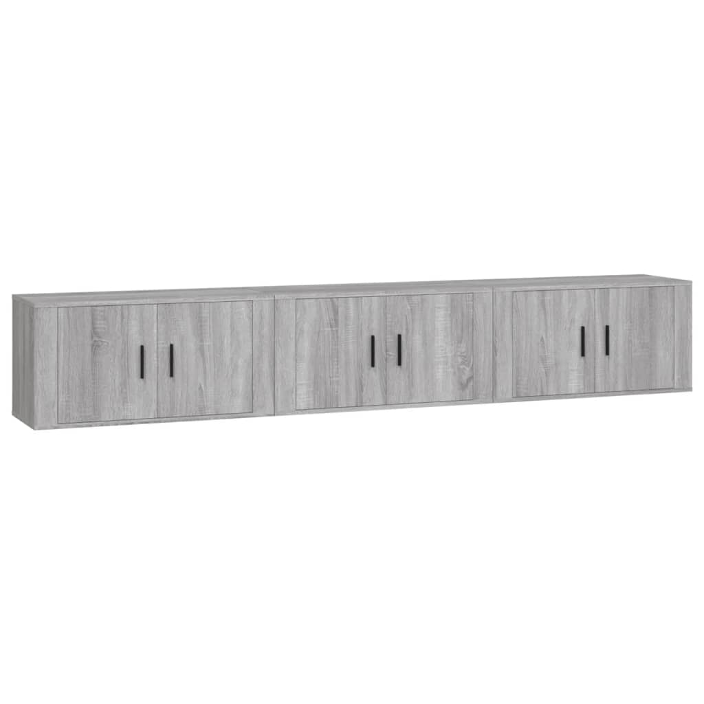 vidaXL Muebles para TV de pared 3 uds gris Sonoma 80x34,5x40 cm