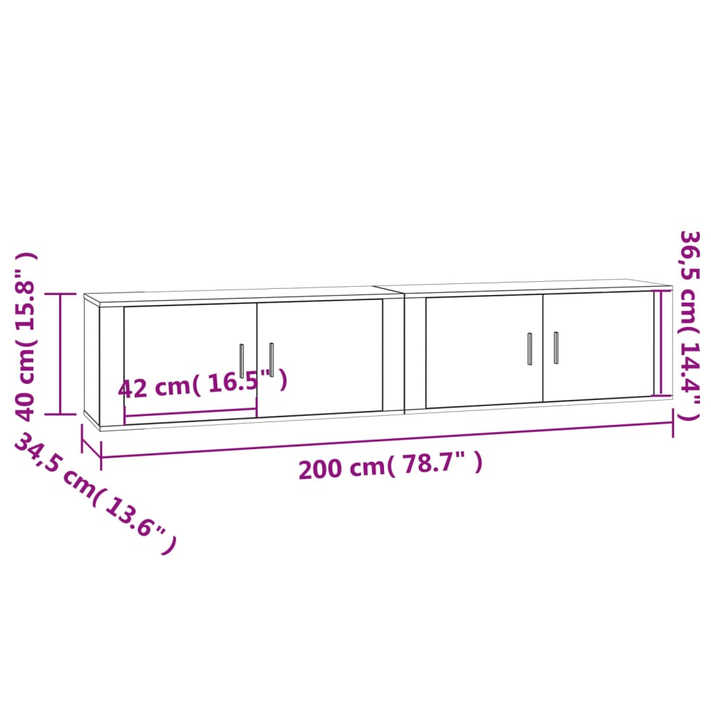 vidaXL Muebles para TV de pared 2 uds blanco 100x34,5x40 cm