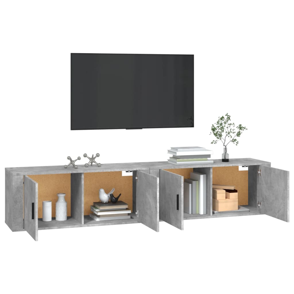 vidaXL Muebles para TV de pared 2 uds gris hormigón 100x34,5x40 cm