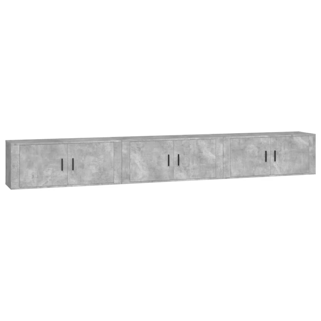 vidaXL Muebles para TV de pared 3 uds gris hormigón 100x34,5x40 cm