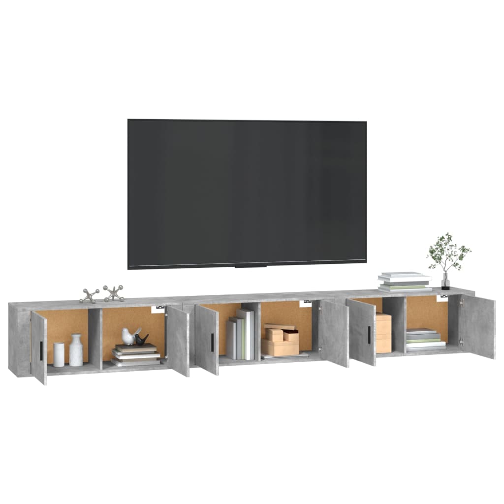 vidaXL Muebles para TV de pared 3 uds gris hormigón 100x34,5x40 cm