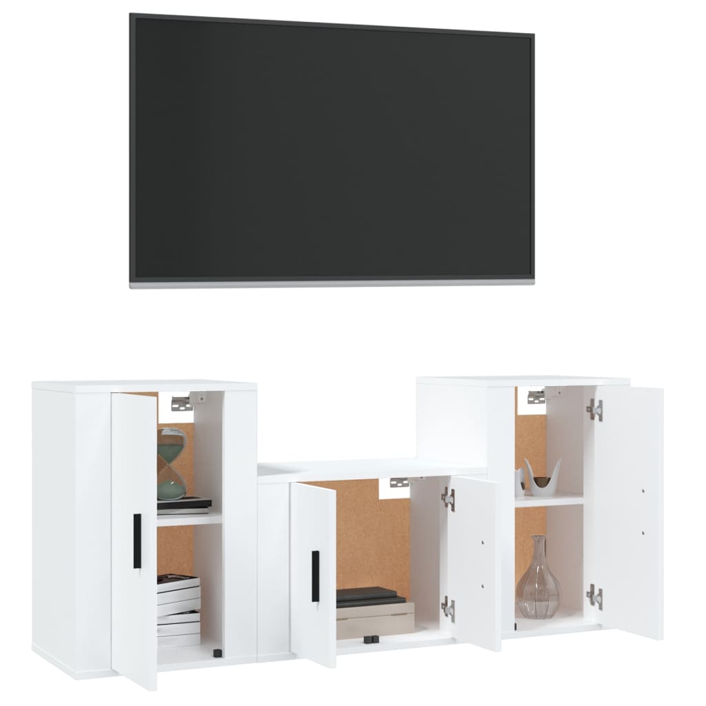 vidaXL Set de muebles de TV 3 piezas madera contrachapada blanco