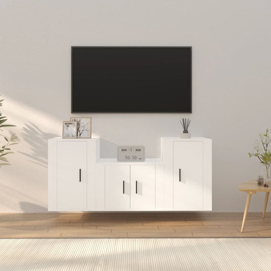 vidaXL Set de muebles de TV 3 piezas madera contrachapada blanco