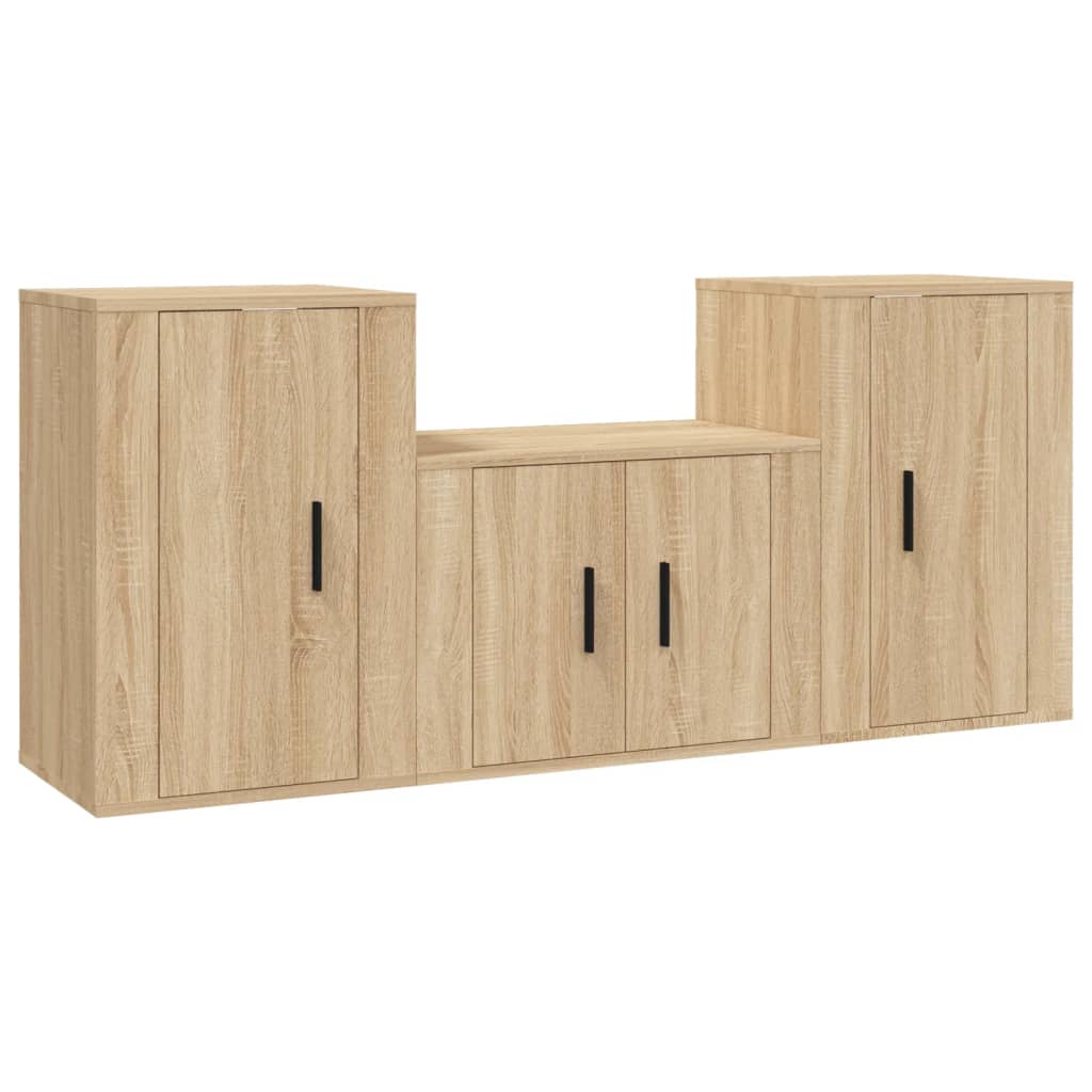 vidaXL Set de muebles para TV 3 pzas madera contrachapada roble sonoma