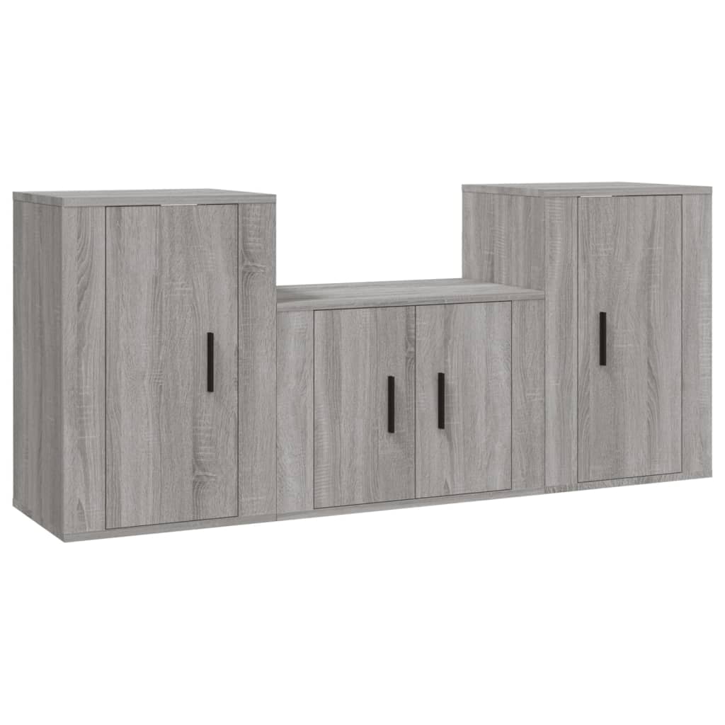 vidaXL Set de muebles para TV 3 pzas madera contrachapada gris Sonoma