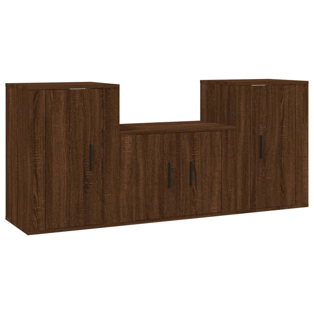 vidaXL Set de muebles para TV 3 pzas madera contrachapada roble marrón