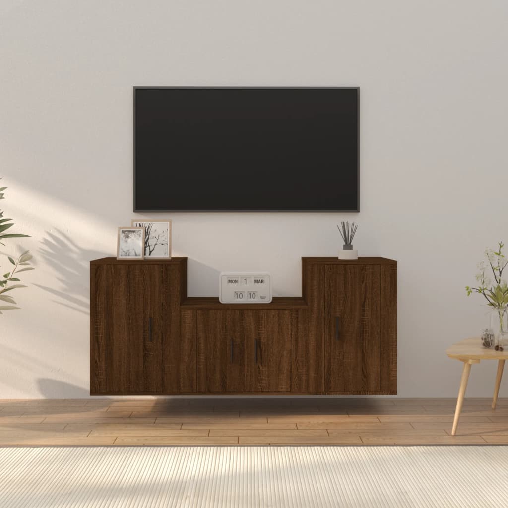 vidaXL Set de muebles para TV 3 pzas madera contrachapada roble marrón