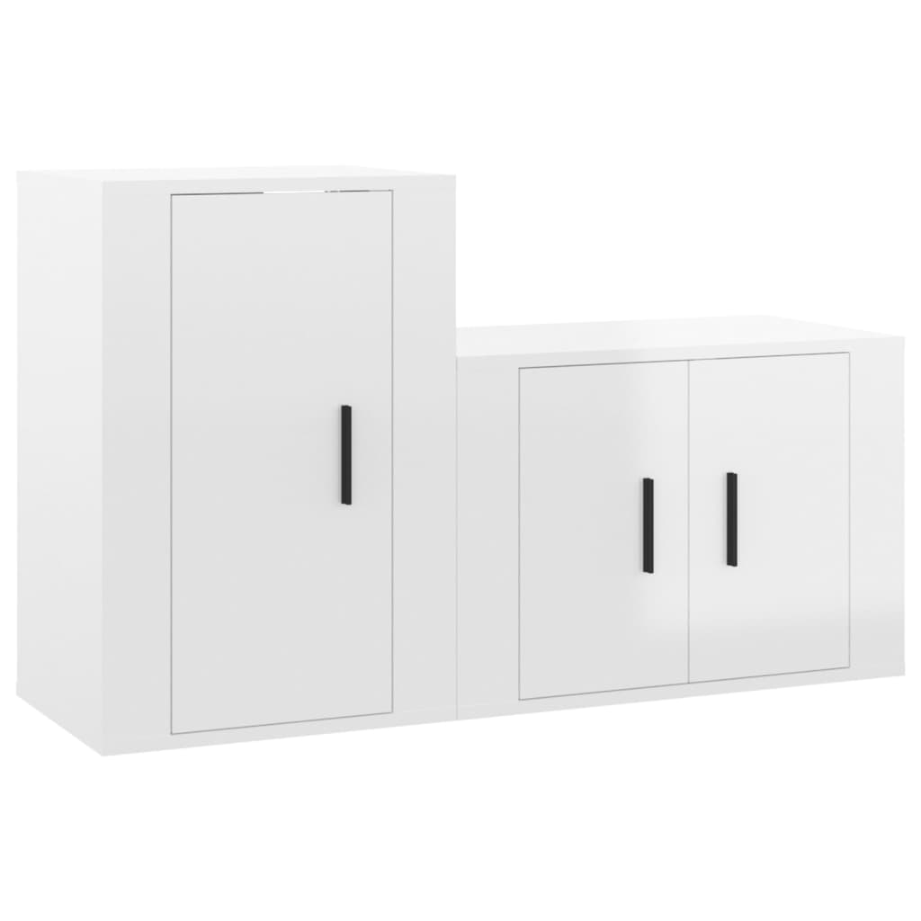 vidaXL Set de muebles de TV 2 pzas madera contrachapada blanco brillo