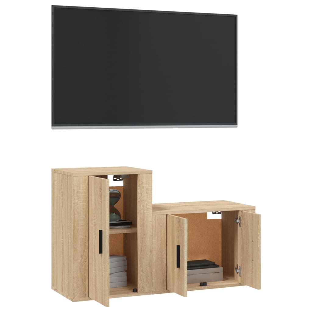 vidaXL Set de muebles para TV 2 pzas madera contrachapada roble sonoma