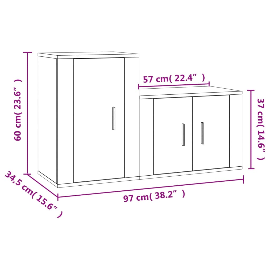 vidaXL Set de muebles para TV 2 pzas madera contrachapada roble sonoma