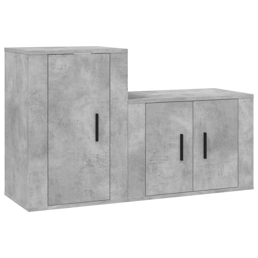 vidaXL Set de muebles de TV 2 pzas madera contrachapada gris hormigón