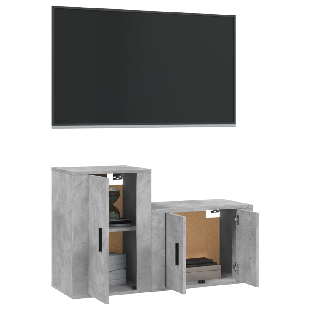 vidaXL Set de muebles de TV 2 pzas madera contrachapada gris hormigón