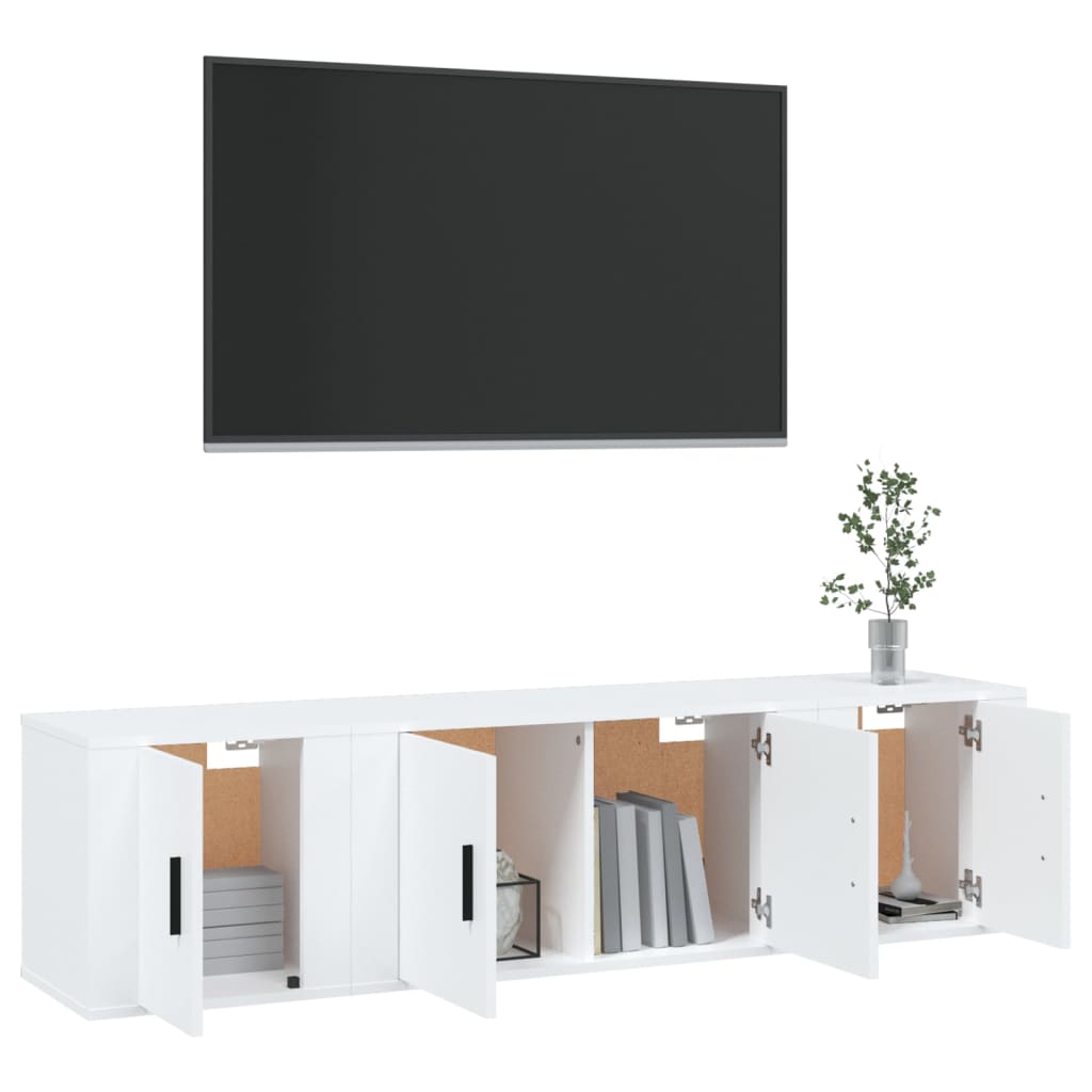 vidaXL Set de muebles de TV 3 piezas madera contrachapada blanco