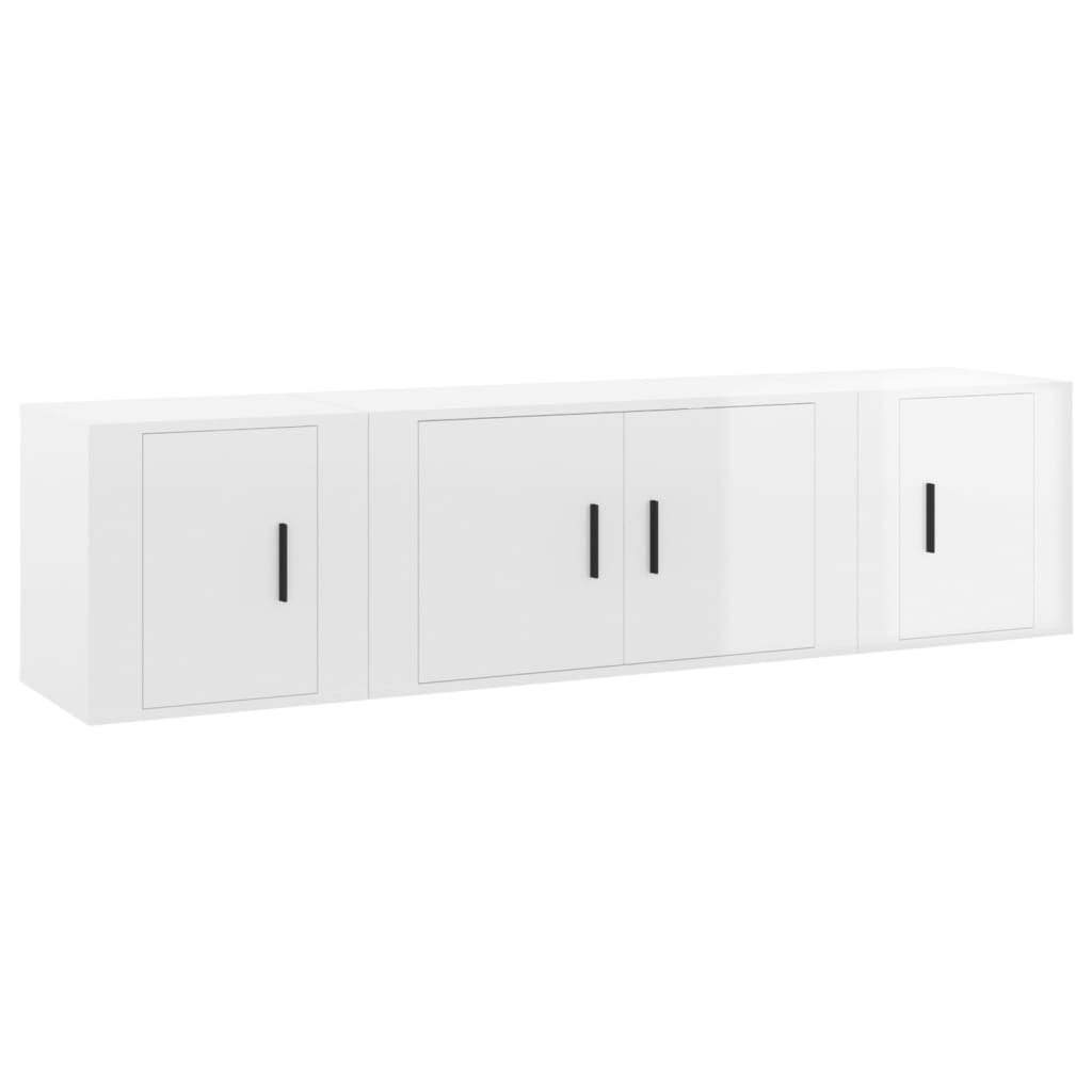 vidaXL Set de muebles de TV 3 pzas madera contrachapada blanco brillo