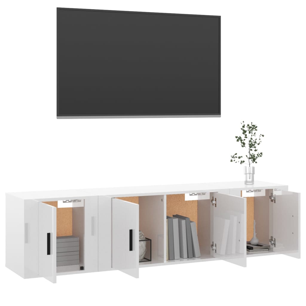 vidaXL Set de muebles de TV 3 pzas madera contrachapada blanco brillo