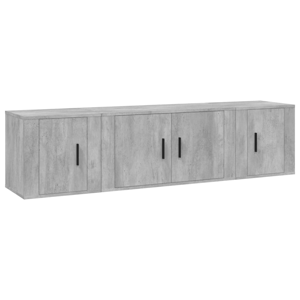 vidaXL Set de muebles de TV 3 pzas madera contrachapada gris hormigón