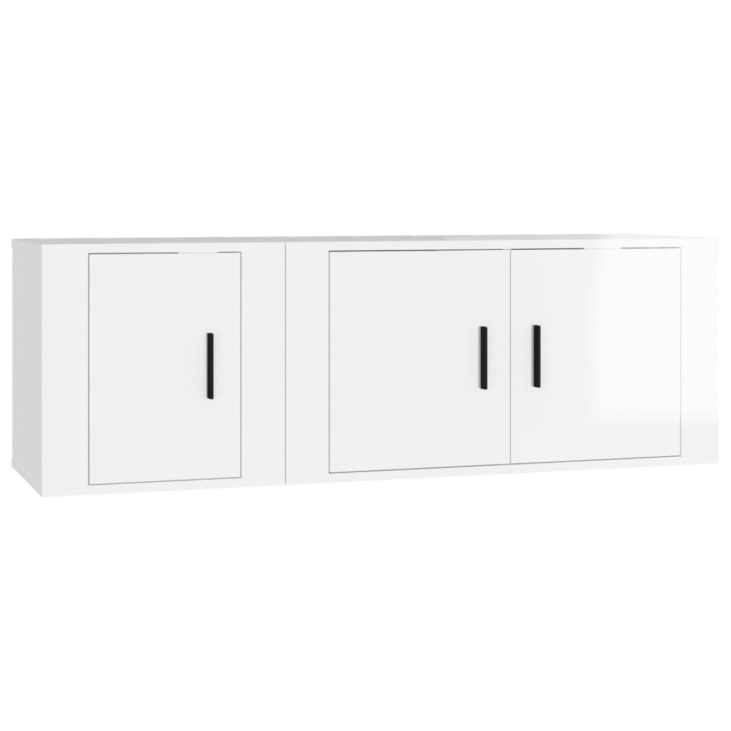 vidaXL Set de muebles de TV 2 pzas madera contrachapada blanco brillo