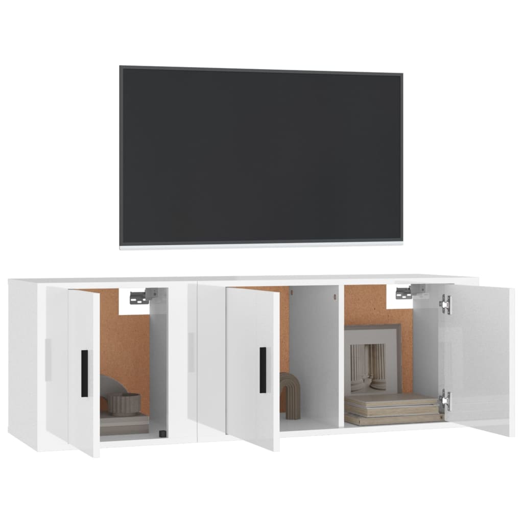 vidaXL Set de muebles de TV 2 pzas madera contrachapada blanco brillo