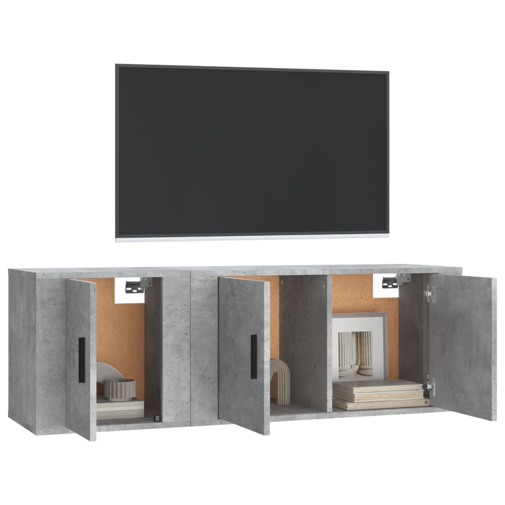 vidaXL Set de muebles de TV 2 pzas madera contrachapada gris hormigón