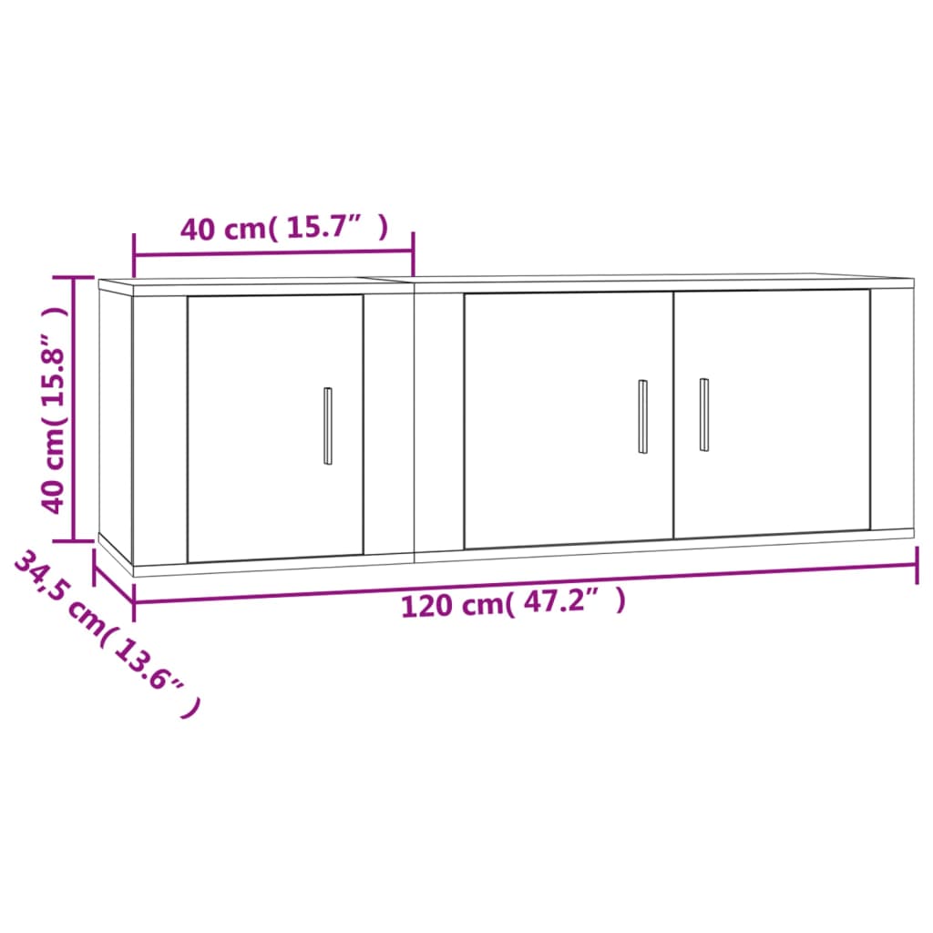 vidaXL Set de muebles de TV 2 pzas madera contrachapada gris hormigón