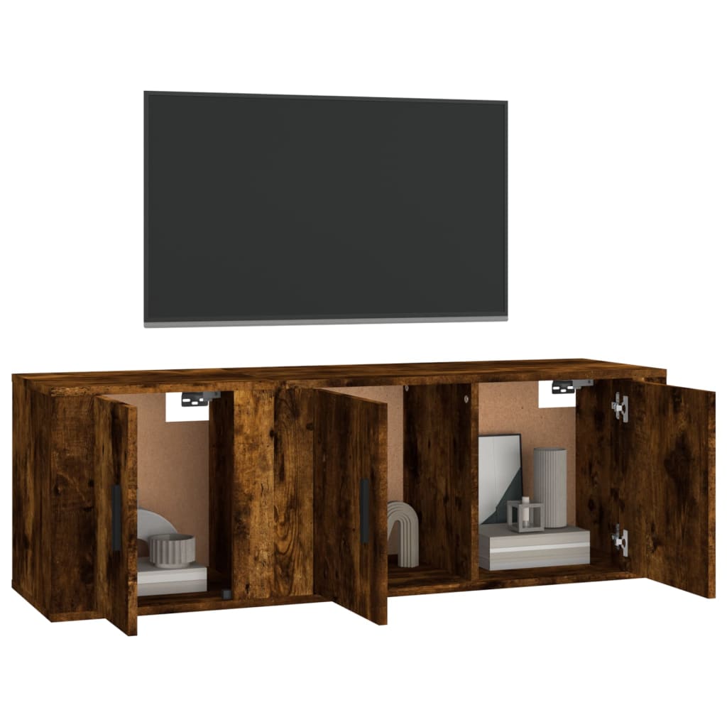 vidaXL Set de muebles de TV 2 pzas madera contrachapada roble ahumado