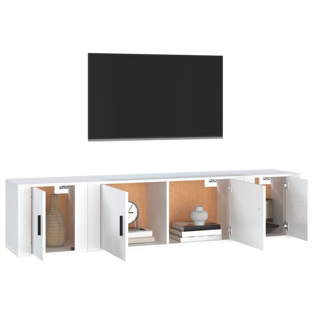 vidaXL Set de muebles de TV 3 piezas madera contrachapada blanco