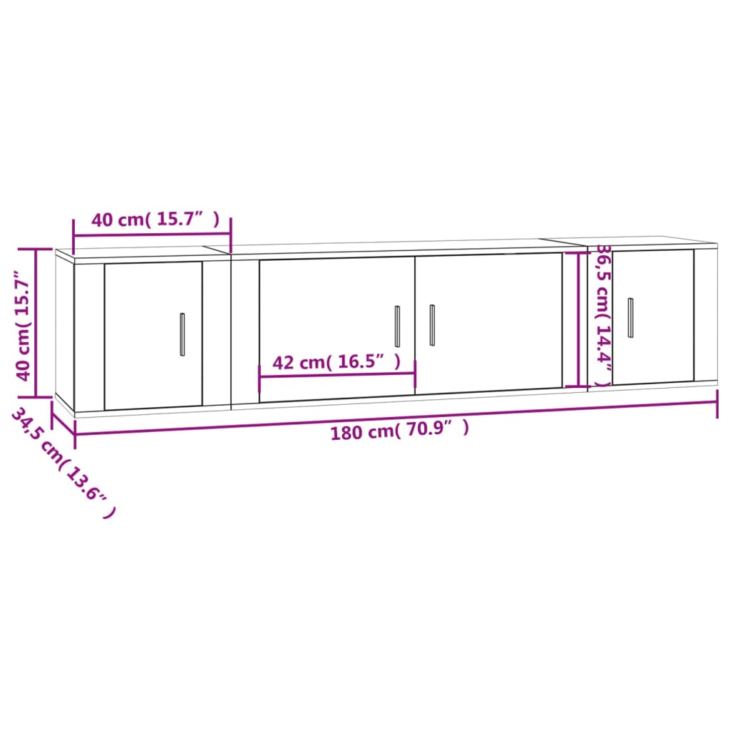 vidaXL Set de muebles de TV 3 piezas madera contrachapada blanco