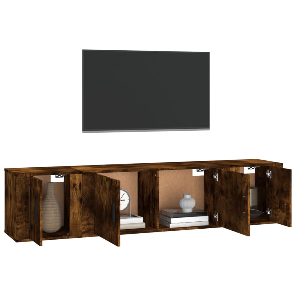 vidaXL Set de muebles de TV 3 pzas madera contrachapada roble ahumado