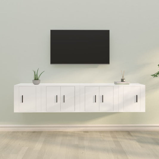 vidaXL Set de muebles para TV 4 piezas madera contrachapada blanco